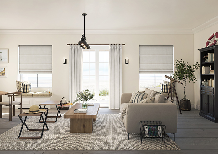 Florence Faux Suede, Grey Mist - Motorised Roman Blind - Image 8
